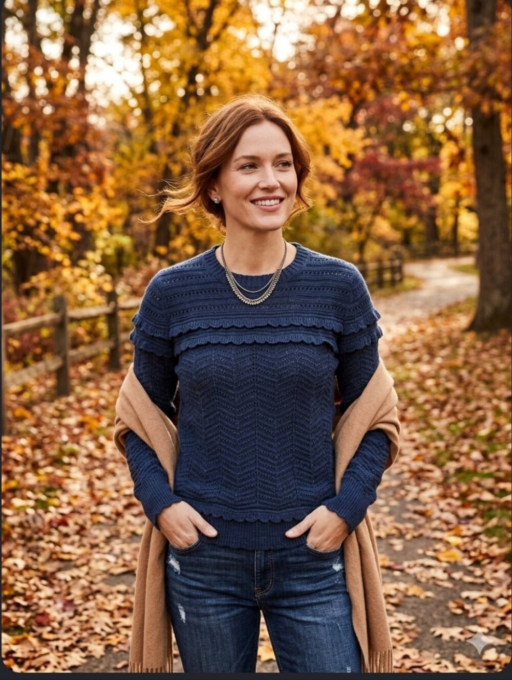 J. Crew Navy Knit Ruffle-Trim Sweater - Women